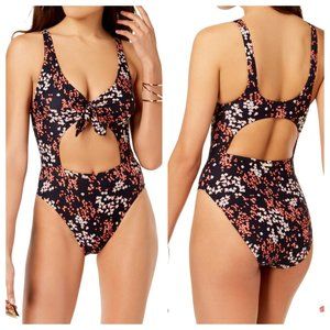 Michael Kors Scattered-Blooms Cut-Out One-Piece Sw